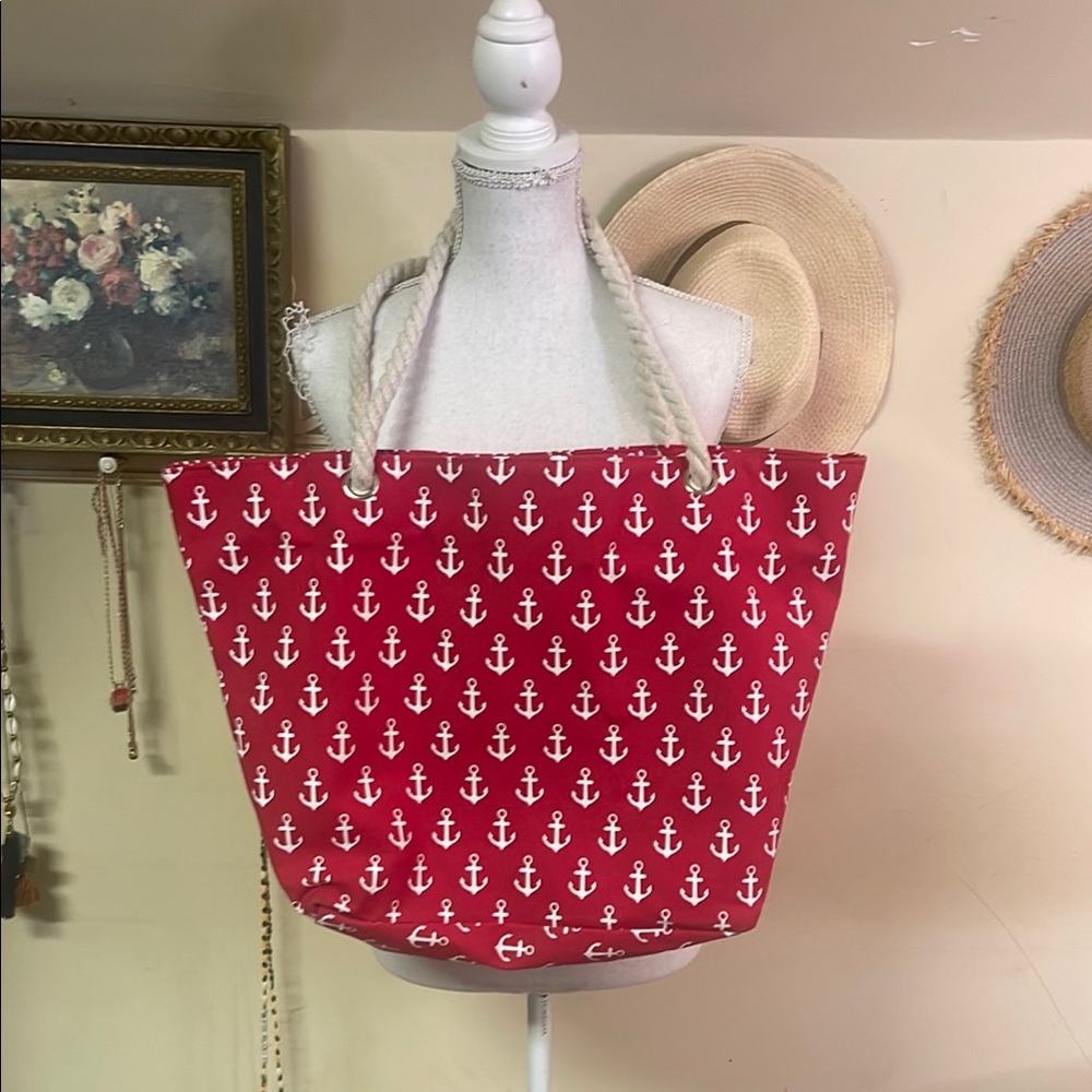 Red Anchor Tote Bag